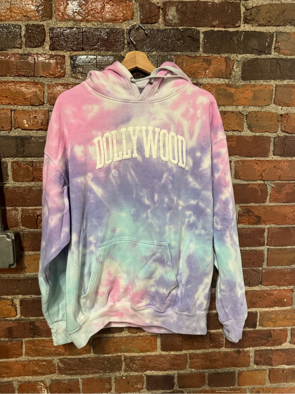 Dollywood Tie-Dye Pullover Hoodie - Pastel Pink Blue Purple- Size XL